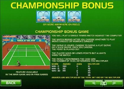 Championship Bonus feature rules and how to play