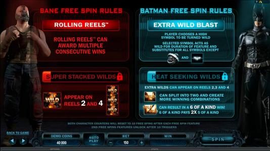 Bane Free Spin Ruls and Batman Free Spin Rules