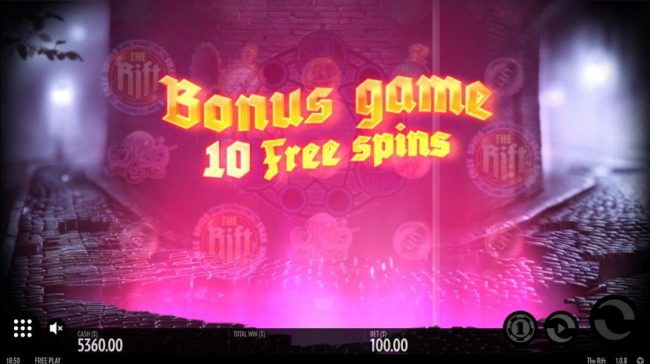 Three bonus symbols triggers 10 free spins