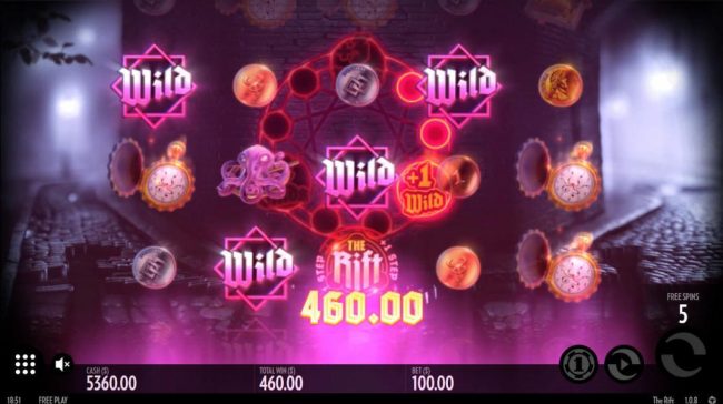 A 460.00 big win triggered during the free spins feature.