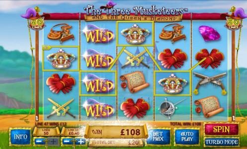Stacked wilds triggers multiple winning paylines