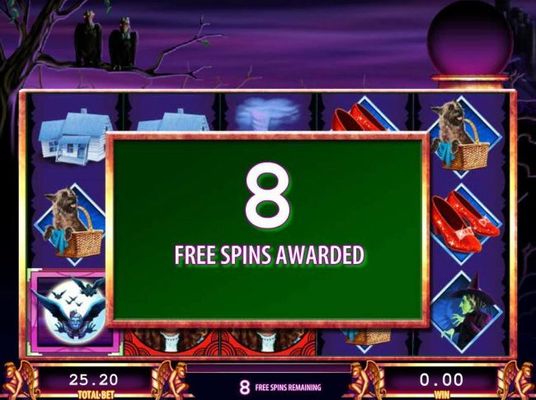 8 Free spins awarded.
