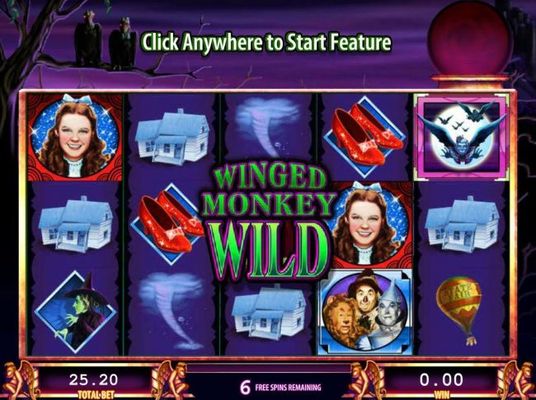 Winged Monkey Wild feature triggered during the free spins feature.