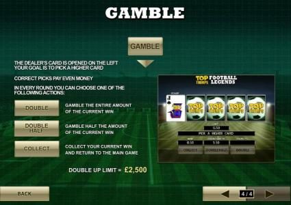 gamble feature is available after each winning spin for a chance to double your winnings