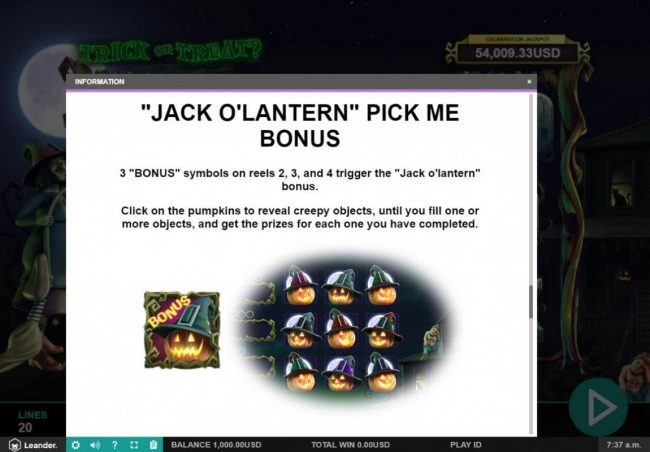 Jack O Lantern Pick Me Bonus Rules