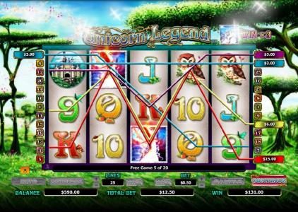 a $131 jackpot triggered by multiple winning paylines