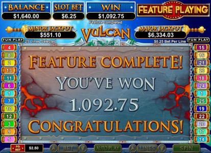 free spins feature pays out $1092 big win