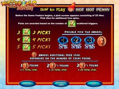 How to play - Hot Hot Penny feature continued.