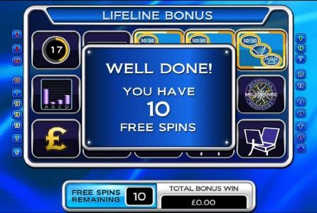 well done! you have 10 free spins