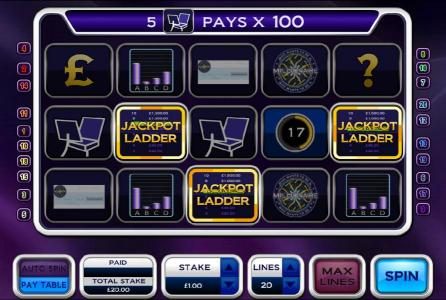 three jackpot ladder symbols triggers bonus feature