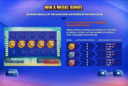 win a medal bonus rules