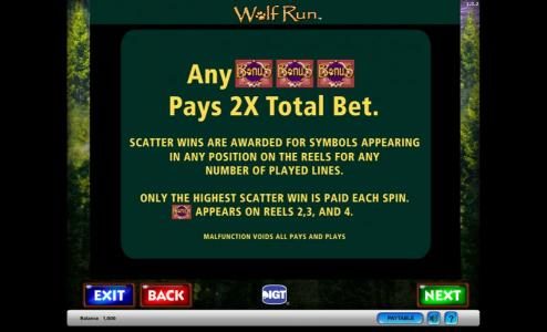 Wolf Run Bonus and Scatter Wins