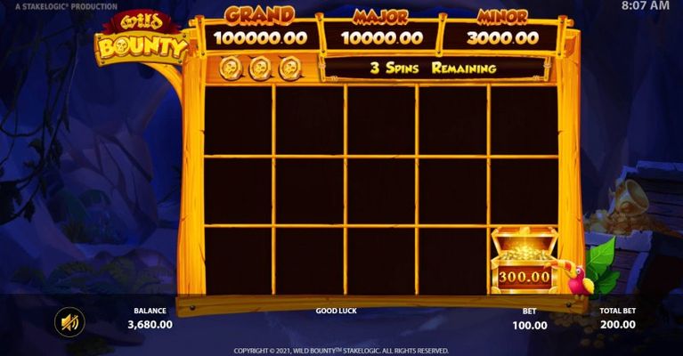 Spin the reels and land as many treasure chest symbols to win big