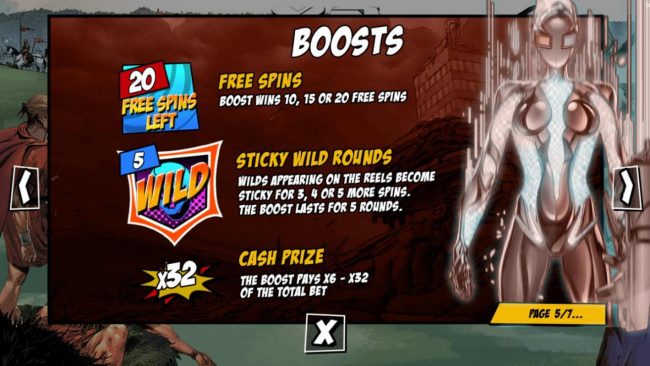 Boosts - Free Spins, Sticky Wild Rounds and Cash Prize