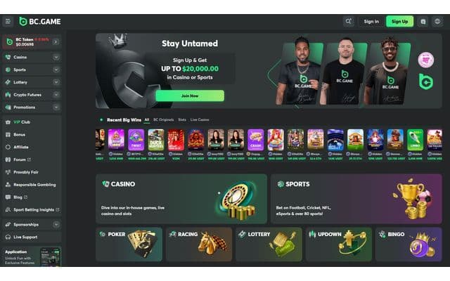 BcGamehome screen