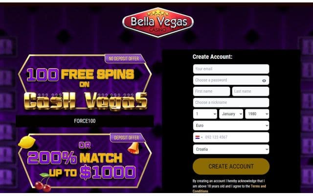 Bella Vegashome screen