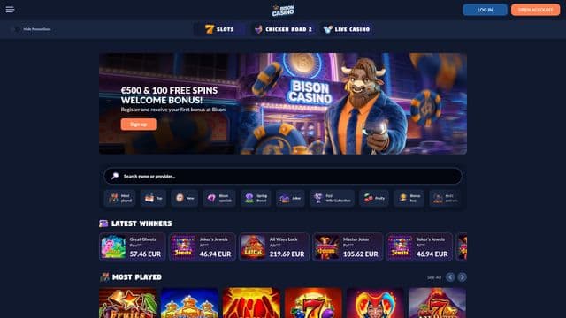 Bison.casinohome screen