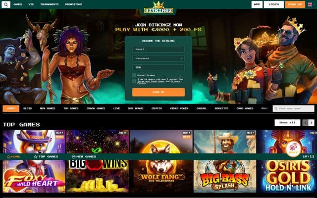 BitKingz Casino Homepage Image