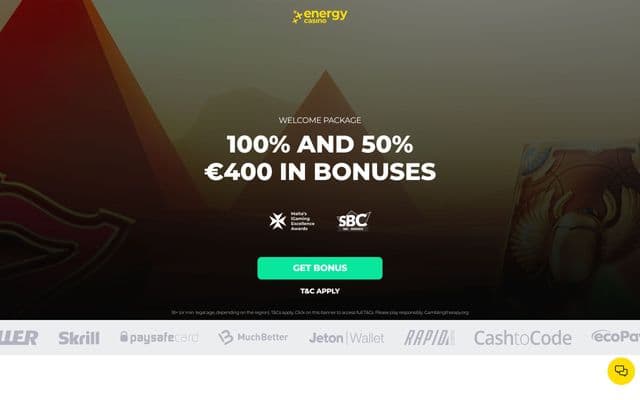 Energy Casinohome screen