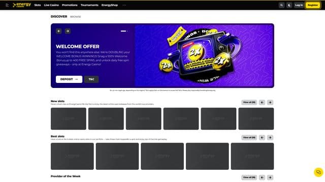 Energy Casinohome screen