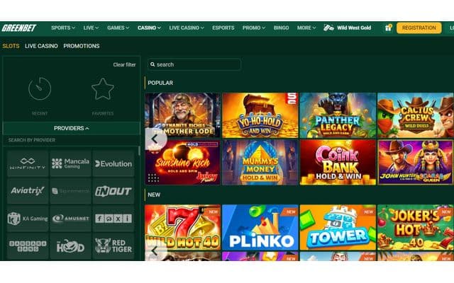 Greenbet Casinohome screen