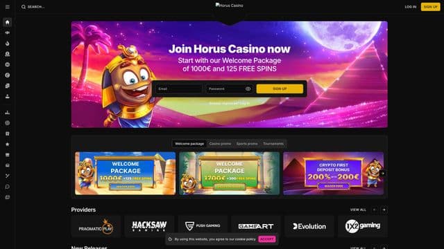 Horus casino Homepage Image