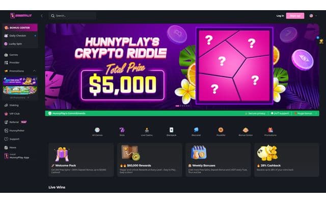 HunnyPlay Homepage Image