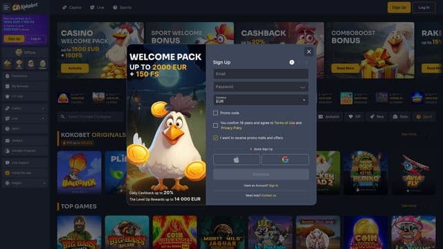 Kokobet Homepage Image