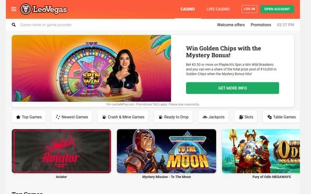 Leo Vegas Homepage Image