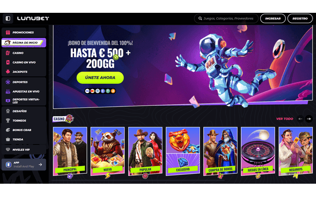 LunuBet Homepage Image