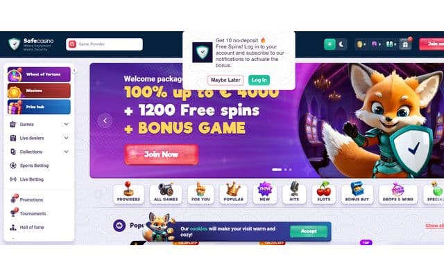 Safe Casinohome screen