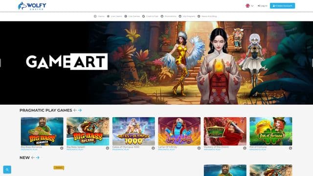 Wolfy casinohome screen