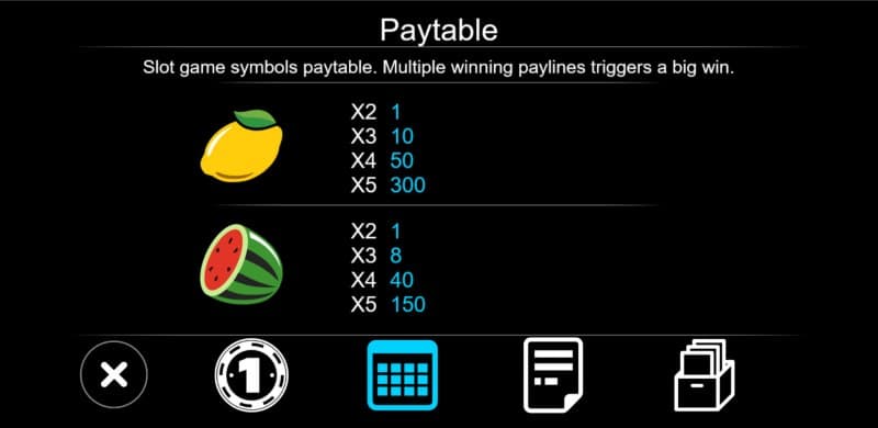Paytable - Low Value Symbols