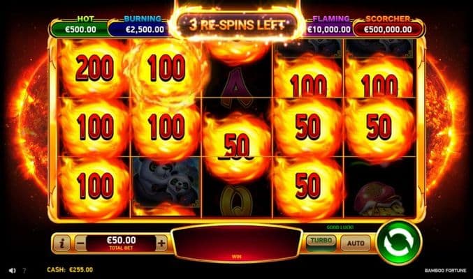 Spin the reels to land additional fire symbols
