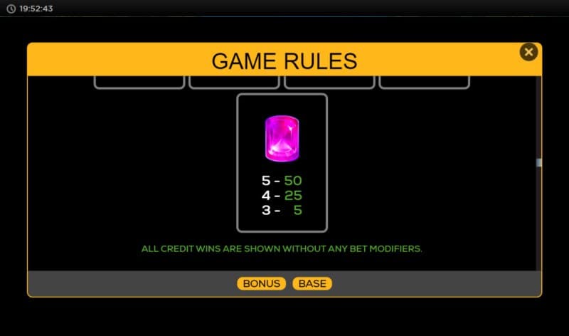Paytable - Low Value Symbols