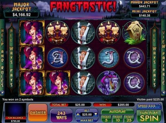 Multiple winning paylines triggers a 285.00 big win!