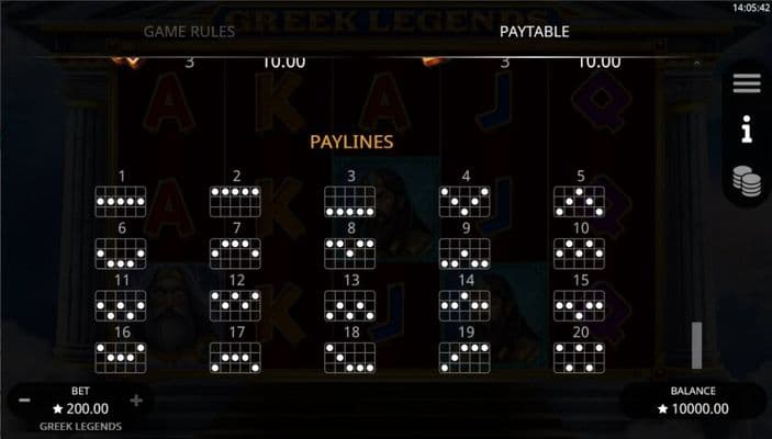 Paylines 1-20