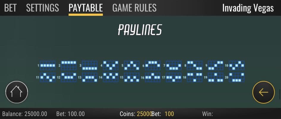 Paylines 1-20
