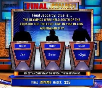 Shold you decide to wager a portion of your winnings, you will have to select the correct answer from one of the players.