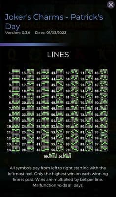 Paylines 1-100