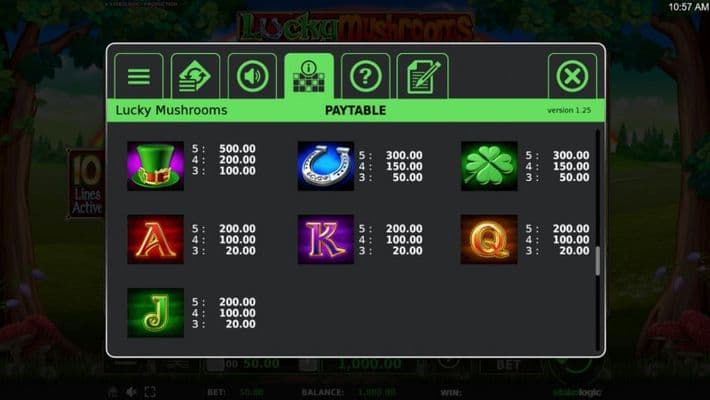 Paytable - Low Value Symbols