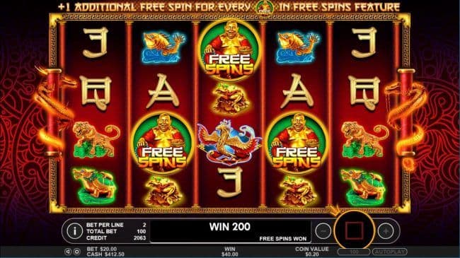 Three scatters symbols triggers the Free Spins feature