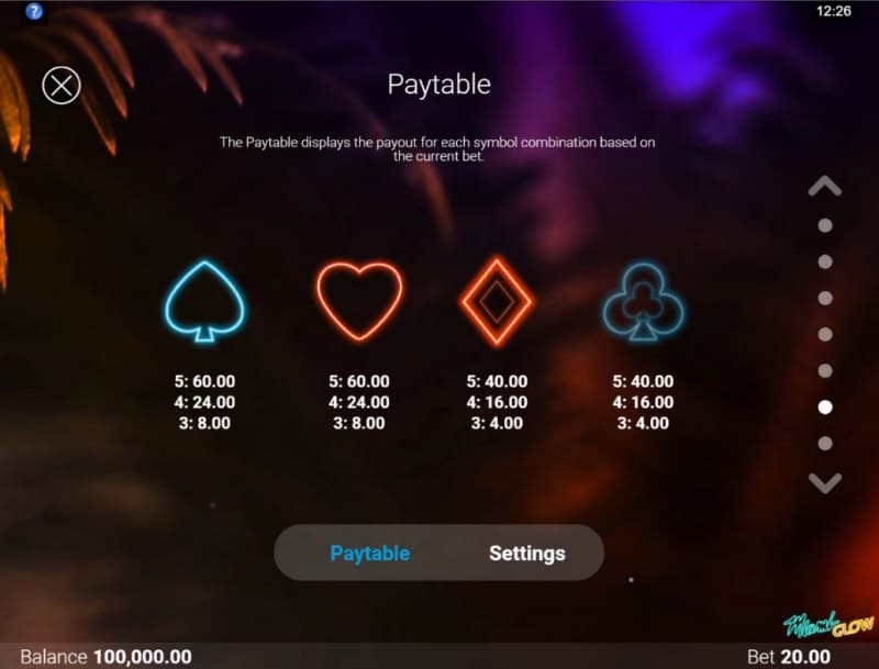 Paytable - Low Value Symbols