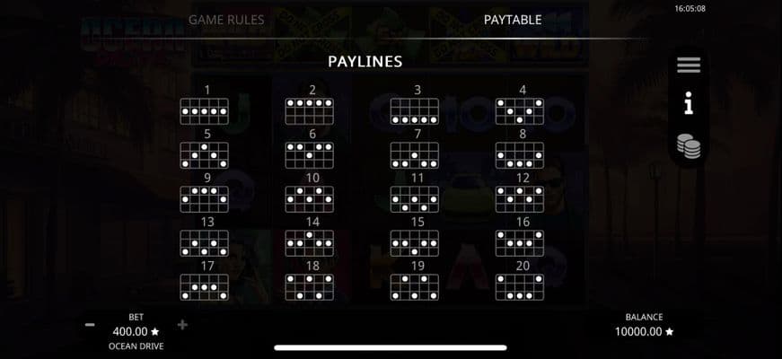 Paylines 1-20
