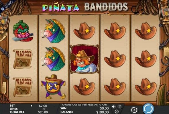 Main game board featuring five reels and 10 paylines with a $200 max payout.