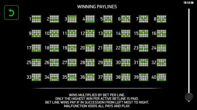 Paylines 1-40