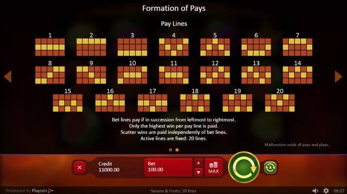 Paylines 1-20