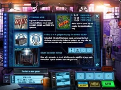 Expanding wild, Free Spins, Bonus round and Break-In-Bonus Round rules.