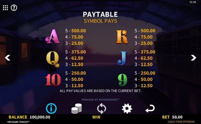 Paytable - Low Value Symbols