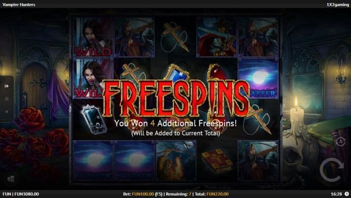 An additional 4 free spins awarded